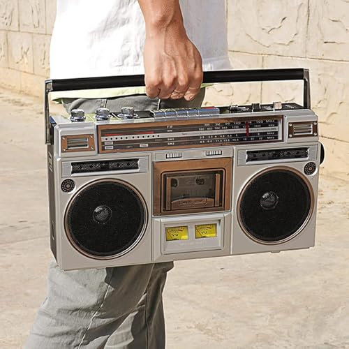 Boombox bärbar kassett, 80-tal klassisk klassisk stil retro CD-spelare boombox, AM/FM-radio, stöder SD/USB-ingång, inbyggda stereohögtalare, för familjeresor