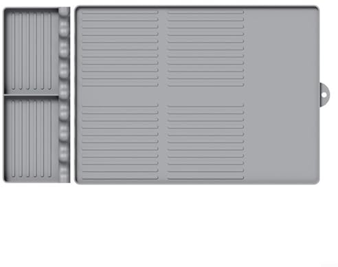 Sandyseptember Juego de alfombrillas de silicona para cocina con función de drenaje para barbacoa y aislamiento térmico, protege las superficies de cocción de daños (gris-A)