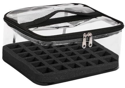 JAYIOLA Nail Polish Organizer Custodia Organizer Porta Smalti Porta Trucchi in PVC E Spugna con Divisori Rimovibili per 30 Bottiglie Adatta a Viaggi Regali Ca, Nero