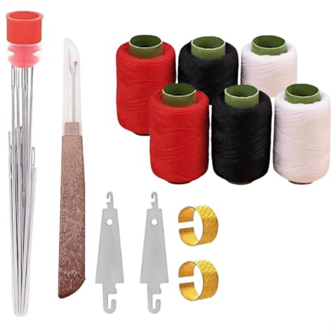Big Eye - Juego de agujas de acero inoxidable con enhebrador y funda, kit versátil de aguja e hilo para coser a mano, para adultos y artesanos (37 piezas)