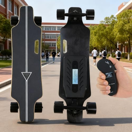 Giuggiolared Electric Skateboard con Telecomando Avanzato, Skate Elettrico Massima velocità 35 km/h, Autonomia 16/22/30 km, per Adulti＆ Principianti, Pendolari del Campus A-16km
