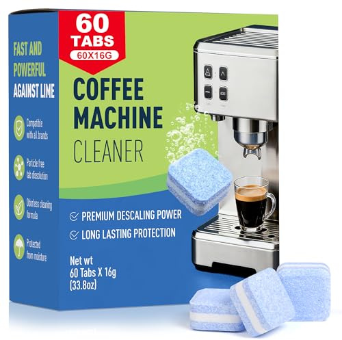 3-in-1 Entkalkungstabletten für Kaffeevollautomaten & Kaffeemaschinen (60Stück) - Entkalkungs-Tabs für Delonghi, Siemens EQ-Serie, Jura, Krups, Bosch, Miele, Melitta, Krups, Tassimo, WMF