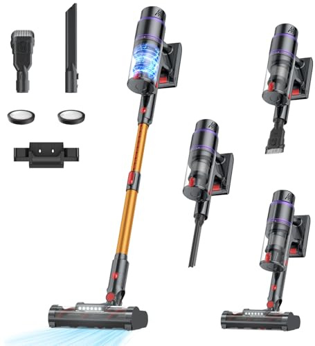 Cordless Vacuum Cleaner, 550W/50Kpa/70Mins Vacuum Cleaners for Home with Smart Auto Mode/LED Touch Display, Self-Standing Cordless Stick Vacuum Rechargeable, Vacuum Cleaner for Pet Hair/Carpet/Floors