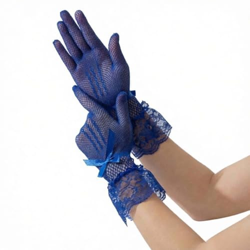 PureBowlic fisknät spetshandskar rosett manschett elegant festkläder | Andningsbart nättyg, elegant bågmanschett, stretch för passform, perfekt för fester, bröllop, dans