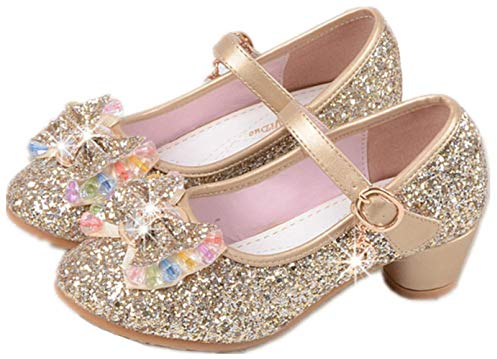 YOGLY Mädchen Prinzessin Schuhe ELSA Glitzer Sandalen Flamenco Schuhe Kristall Schuhe Hochzeitsschuhe Festschuhe