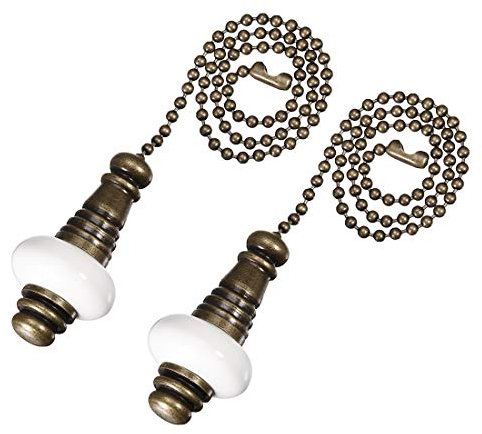 sourcing map Ceramic White Pendant 12 inch Bronze Finish Pull Chain Extension Light Beaded Pulling Chain for Ceiling Lighting Fans Pack of 2