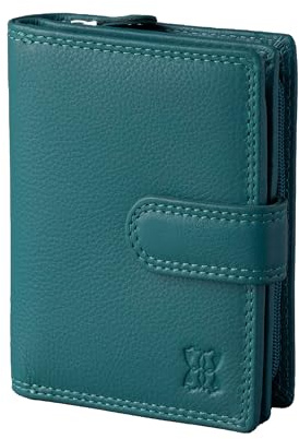 Lakeland Leather Ladies Small Leather Tab Purse in Teal Green