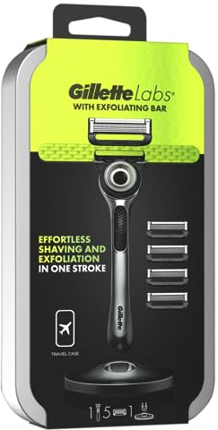 Gillette Labs With Peeling Bar, 1 Griff - 5 Nachfüllmesser, Reiseetui Und Halter 6x5 Stück