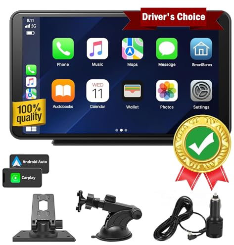 Stereo Portatile per Auto Wireless Carplay Android Auto, Touchscreen IPS da 7 pollici Airplay, MirrorCast, Bluetooth, Trasmettitore AUX/FM GPS/Siri TF Card per Tutti i modelli di auto