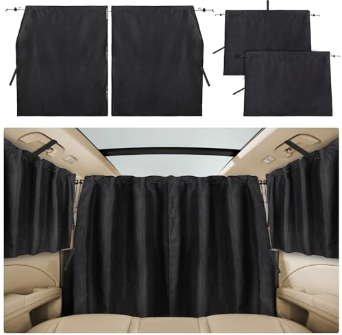 ZATOOTO Rideau de Séparation Voiture 3Pcs, Pare Soleil Arriere Voiture, Rideau Séparation Occultant Voiture, Rideau Camping Car pour Voyage, Camping, Sieste, Sommeil, Grand 180 x 110 cm