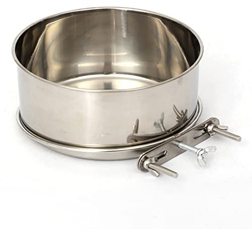 Hanging Pet Bowl Sturdy Durable Stainless, Steel Dog Bowls with Three Bolt Holder, Hanging Bowl Water Bowl Food Feeder, Cage Hanging Food Bowl Suitable for Pet Dogs Parrots