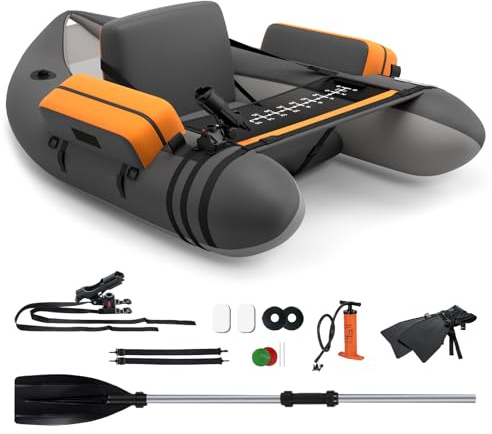 COSTWAY Kayak Hinchable, Barco de Pesca Inflable con 1 Bomba, 1 Soporte de Caña de Pescar, 1 Pala de Aluminio y 2 Aletas PP, Barca Hinchable con Correas y Respaldo Ajustables, Carga 150kg