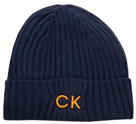 Calvin Klein-Mütze Stricksaum gefüttert HD-Stickerei - Motorblau