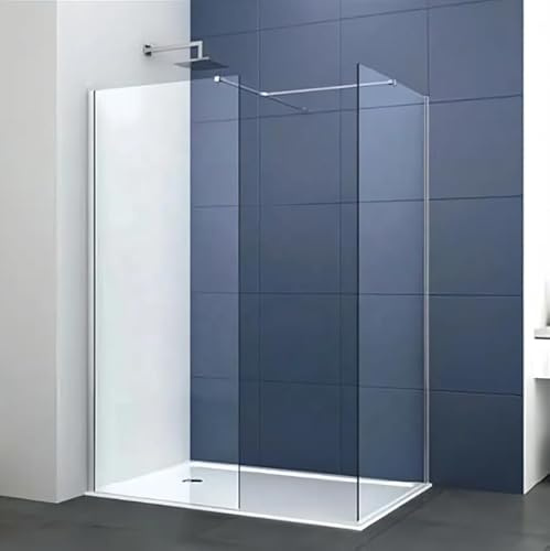 Walk in Shower Enclosure 8mm Tempered Safety Glass Wetroom Shower Screen Panel (900mm Screen with 800mm End Panel)