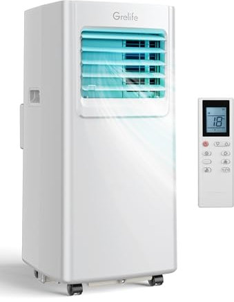 Grelife Portable Air Conditioners Cools Up to 350 Sq.Ft,4-in-1 Energy Portable AC Unit,Smart Control,48dB Quiet,24H Timer for Office, Bedroom Cooler