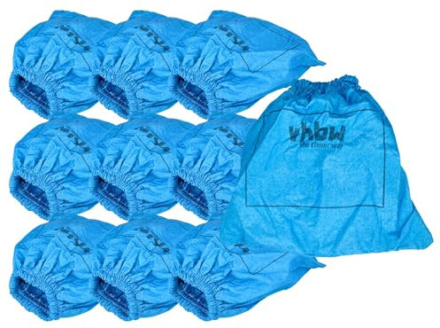 vhbw 10x Textilfilter kompatibel mit Nilfisk Buddy II 18 UK Staubsauger, Nass-/Trockensauger - Stoffbeutel, Abwaschbar Blau