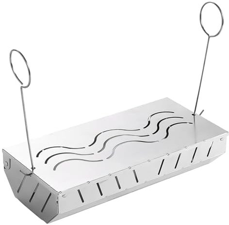 Generic Caja ahumadora para parrilla de o parrilla de carbón, caja ahumada de acero inoxidable, caja de ahumador de virutas de madera, caja de ahumador de parrilla de , accesorio de parrilla de