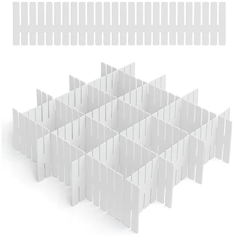 Divisori per Cassetti 12 Pezzi in ABS – Organizer Cassetti Modulari Regolabili, Separatore per Cucina, Armadio, Make Up e Ufficio, Sistema Salvaspazio Antiscivolo Personalizzabile