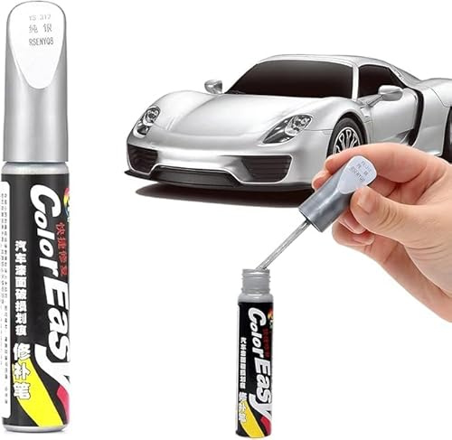 Rakiuty Penna per Ritocco Auto, Penna Ritocco Carrozzeria, Rimuovi Graffi Auto, Pennarello Copri Graffi Autos, Ritocco Vernice Car, Pennarello per Riparazione Graffis Autos, Argento, 1 Pezzi