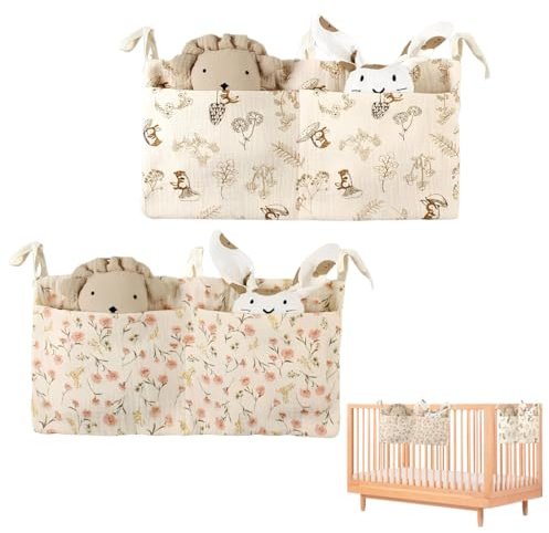 JUGUTA 2 Pezzi Borsa Appendere Per Lettino, Organizer Per Cameretta Dei Bambini, Tasche Portaoggetti Letto, Portaoggetti Tasca Da Appendere Per Letto Usato Per Riporre Vestiti Pannolini Giocattoli(A)