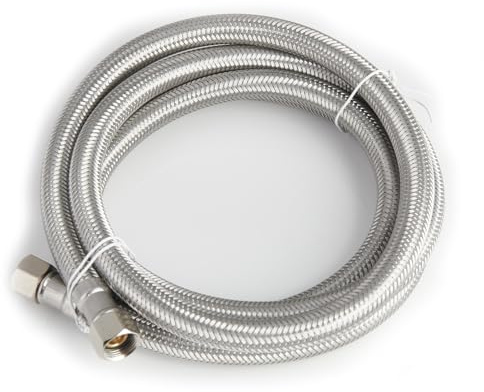 Mokleba 6FT Dishwasher Water Supply Line, 3/8 Inch x 3/8 Inch Brass Compression Connections, CUPC Certified SUS304 Stainless Steel Braided Dishwasher Hose with EPDM Gasket