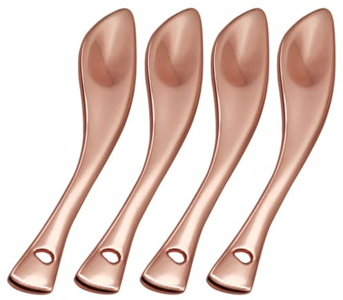 MALUGOGO 4 cucharas de crema de metal de oro rosa, cucharas de crema facial, herramienta de cuchara, espátulas cosméticas para el cuidado de la piel y aplicación de maquillaje de mujeres