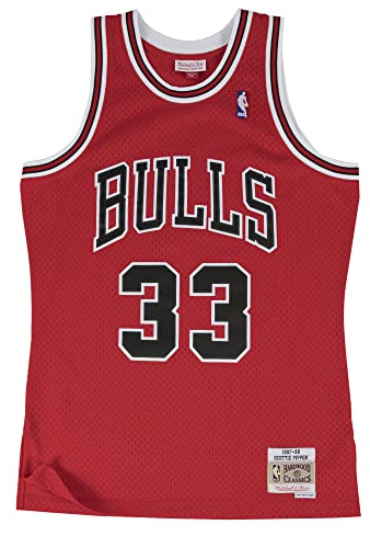 Mitchell & Ness Herren Chicago Bulls Bluse, S. Pippen #33, Red, L EU