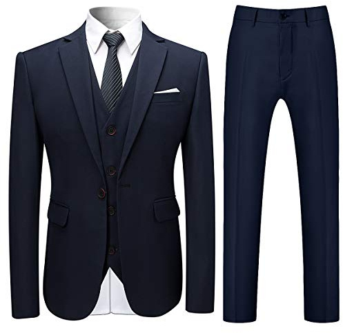 Trajes para Hombre Traje de Esmoquin de Boda Slim Fit de 3 Piezas para Hombres Un botón Traje Formal Chaqueta Blazer Chalecos Pantalones Armada S