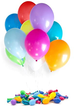 200 Luftballons 25cm bunt, für Hochzeit und Party,Silvester, Karneval, Bunt Mehrfarbig, Latexballons, Heliumballons