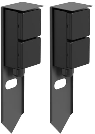 ledscom.de 2 Stück Garten Steckdosensäule PIWI mit Erdspieß für außen, IP44, 2-Fach, Edelstahl, anthrazit, eckig, 30 cm