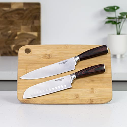 Blackmoor 69029 2-Piece Santoku Knife & Chef’s Knife Set/Stainless Steel Design/Ergonomic Pakkawood Handles/Modern & Stylish Kitchen Knives
