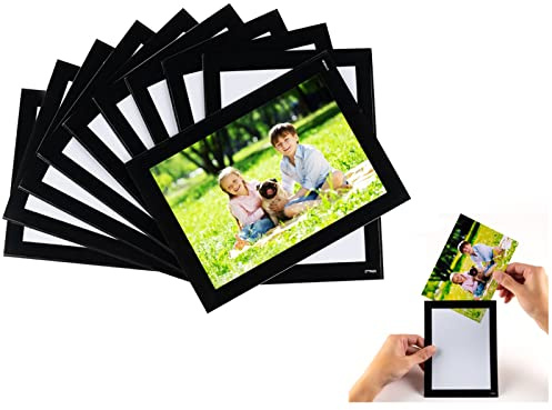 STTMGN Magnetic Picture Frames with Black Border(5X7,10 Pack),Magnet Photo Pockets/Holder, Decorations for Home/Office/School/Classroom/Party/Lockers/Fridge