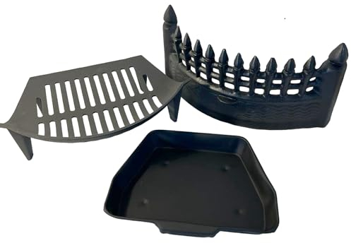 Strapazierfähiges 40,6 cm Rost, Schlossfront und Aschekasten-Set | 40,6 cm Castle Fire Front Fret Matt Schwarz | Heavy Duty 40,6 cm Rost für 40,6 cm Fireback