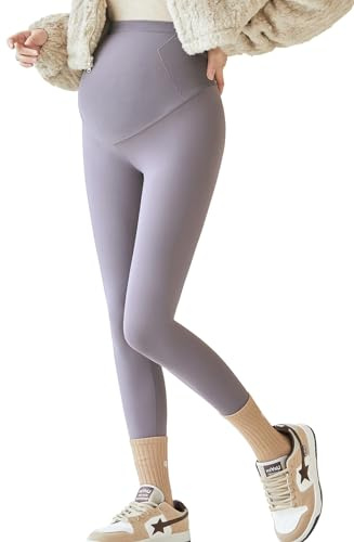 SHEKINI Leggings Maternité Taille Haute Legging Grossesse Pantalon maternité Opaque Leggings de Grossesse Elastique Souple Maternité Mode Maison Yoga Sport