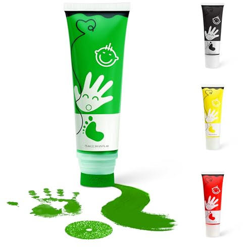 TOGOU2S Huellas Bebe Recien Nacido Con Esponja, No Tóxico y Lavable, Kit Huella Perro Ideal Para Huellas de Manos y Pies de Bebés, Recuerdos Familiares, Navidad Decoración, Verde