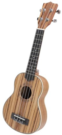 21in Soprano Ukulele, Sebra trä, Rik Resonans, för Nybörjare Barn Vuxen med Fall, Tuner, Rem, Plockar, Musikälskare Musikinstrument Online Lektion Spelväska Nylonsträngar Trasa