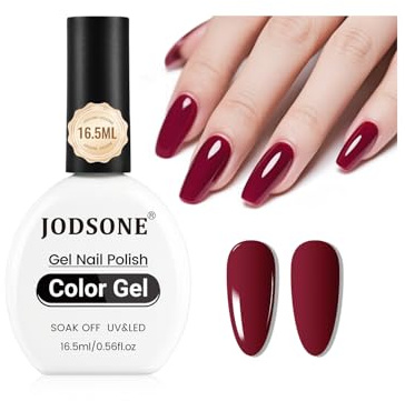 JODSONE 16,5 ml esmalte de uñas de gel rojo oscuro esmalte de uñas de color rojo oscuro de alto brillo Soak Off U V Nail Manicure Salon DIY at Home
