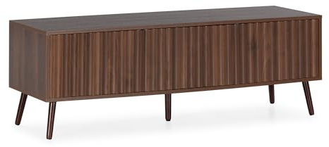 HOMN LIVING Mueble TV Lluvia 3 Puertas Color Nogal, 130 cm (Ancho) 40 cm (Profundo) 45 cm (Altura)