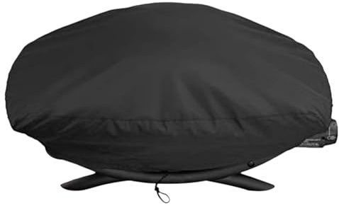 Cubierta para parrilla Oxford - Negro, resistente a la intemperie | Funda con cordón resistente al agua y duradera | Adecuado para Weber Q1200, Q1000 | Ideal para parrillas al aire libre, terrazas o b