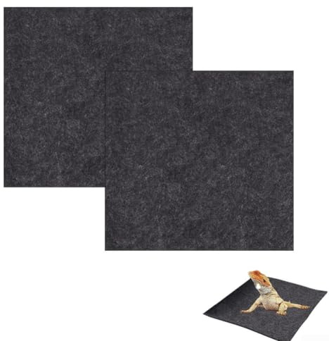 JoyousMall Alfombra para reptiles, 2 unidades, para terrario, dragones barbudos, serpientes, tortugas, ropa de cama de fibra gris, fácil de limpiar, cubierta de suelo de hábitat, 40 x 20 cm