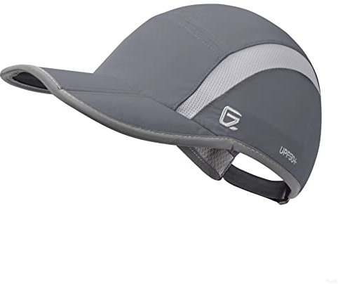 GADIEMKENSD UPF50+ Quick Dry Sports Hat Lightweight Breathable Soft Outdoor Running Cap (Folding Series, Dark Grey)