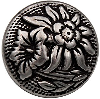 Knöpfe Metall silber antik Edelweiss Enzian Ösenknöpfe Trachtenknöpfe made in Germany 18mm 6 Stück