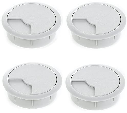 sossai® Kabeldurchführung KDM2 (4 Stück) | Kabeldurchlass/Schreibtischkanal für Schreibtische, Büro & Arbeitsplatten | Farbe: Grau | Durchmesser: 80 mm | Material: Kunststoff