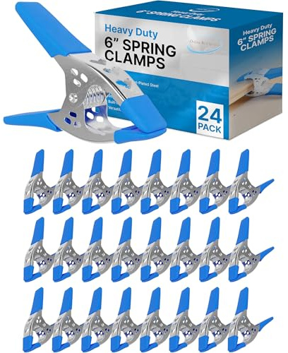 Lot of 24-6 inch Spring Clamp Large Super Heavy Duty Spring Metal Blue - 2.5 inch Jaw opening