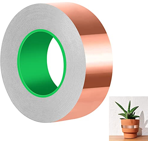 lohey 30mm*20m Copper Tape Slug Repellent, Adhesive Foil Slug Tape Indoor Use for Gardens & Plants Protection, Guitar EMI Shielding, Soldering, Electrical Repairs, Stained Glass