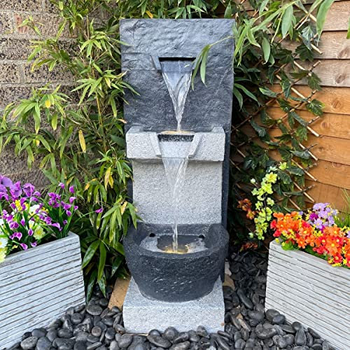 2 Fall Cascade Mains Powered Water Feature,Waterfall, Water Fountain, Garden Decoration, Garden Feature