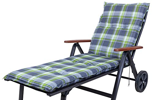 Sun Garden 10591-702 Auflage Rollliege Neckar grün-grau kariert 191x59x8 cm Sitzpolster (ohne Stuhl)