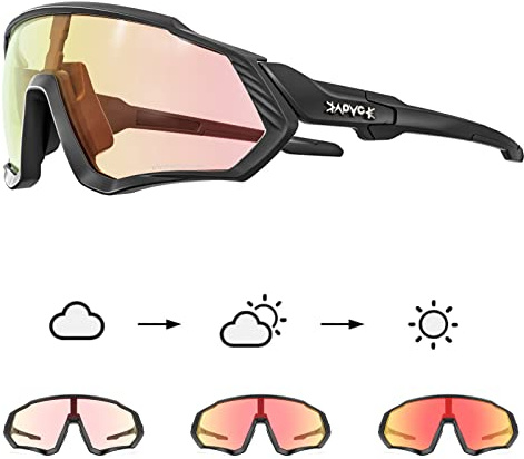 KAPVOE Gafas de Ciclismo Fotocromáticas Color, UV400 TR90 para Hombre Mujer, MTB Carretera