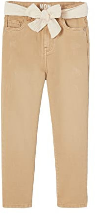 Vertbaudet Mädchen Hose mit Stoffgürtel, Mom-Fit senfgelb 134