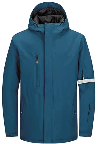 33 000 fot skidjacka för män, vattentät vindtät varm utomhusjacka, vinterjacka, funktionell jacka, ventilerande snowboardjacka, softshell jacka med huva, Keramisk blå, M